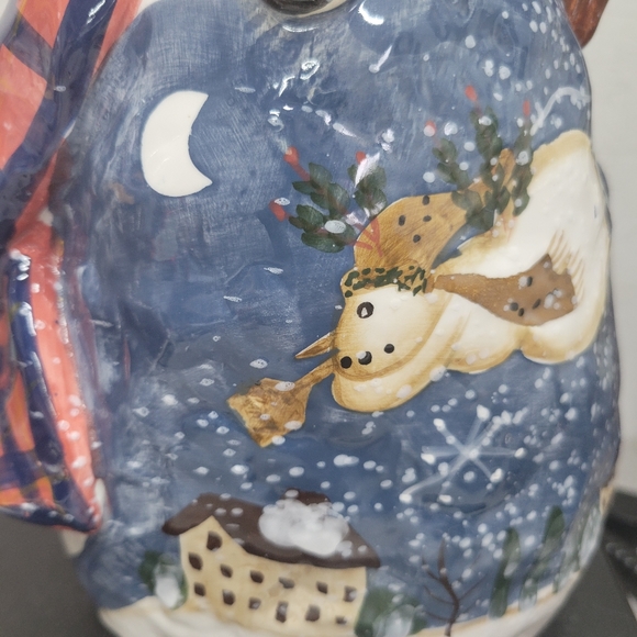 Snowman ornament 12" tall birdhouse. Hand Pai ted - Picture 5 of 5